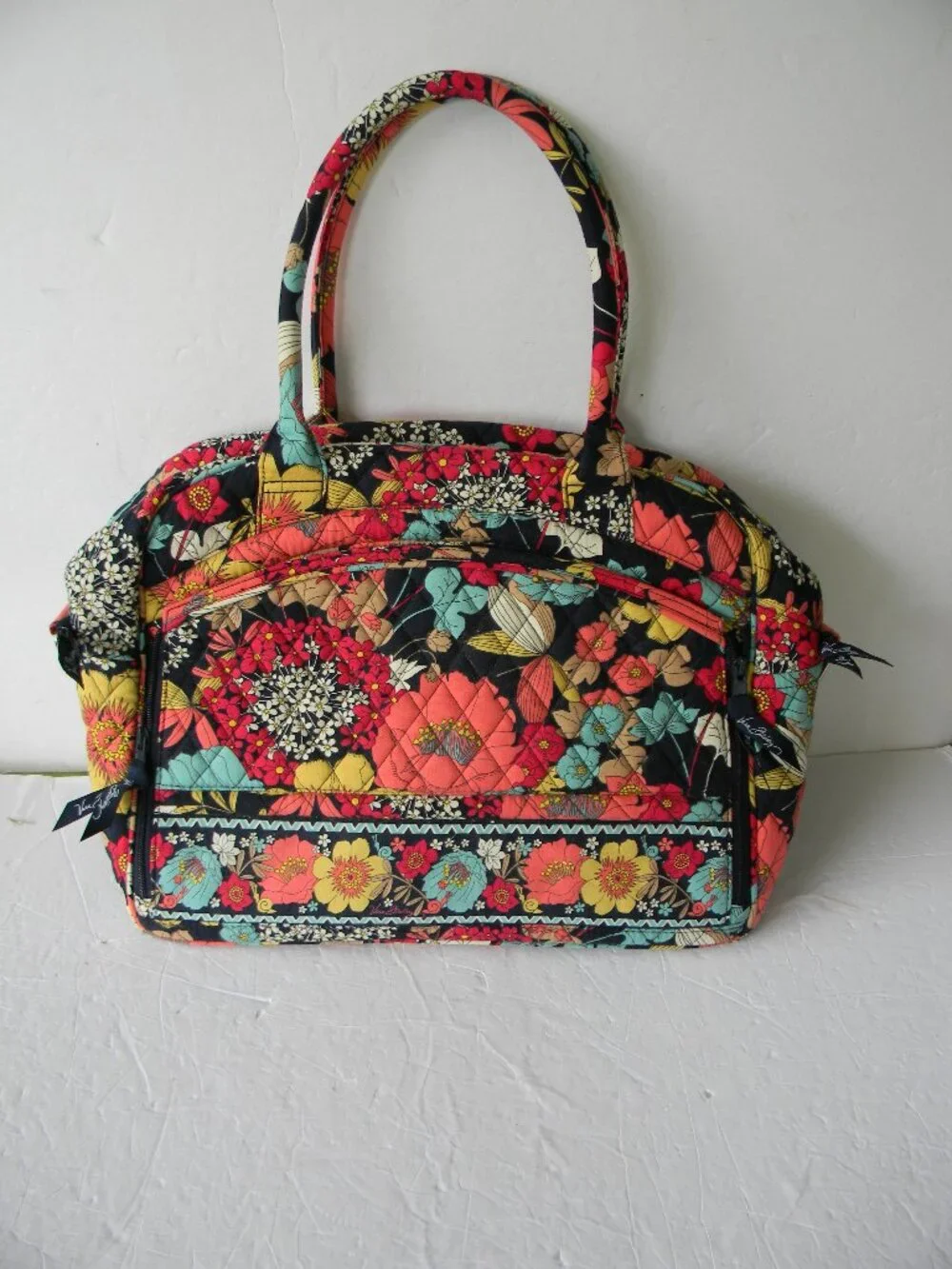 VERA BRADLEY HAPPY SNAILS FLORAL LAPTOP OFFICE TRAVEL PADDED INSIDE BAG 14